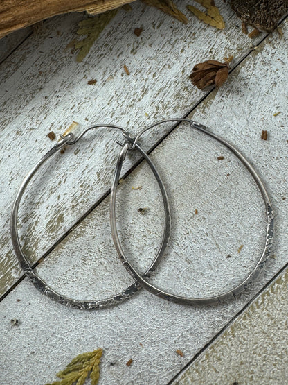Sterling Silver Free Spirit Hoops with multi texture by Rust and Leaf