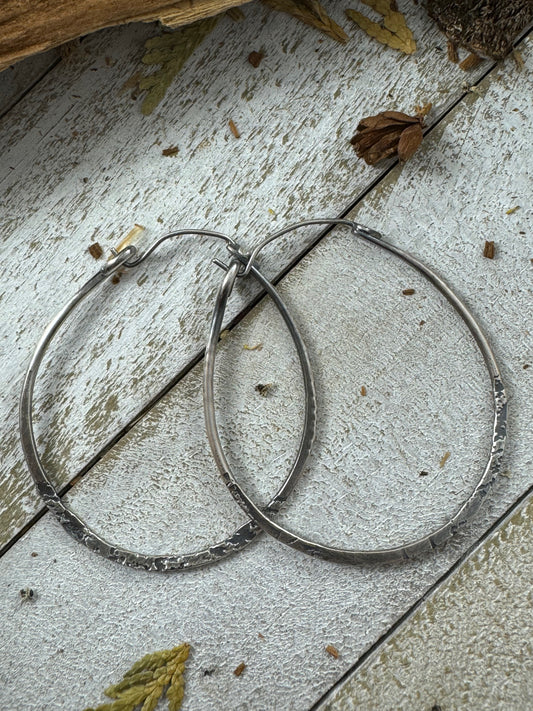 Sterling Silver Free Spirit Hoops with multi texture by Rust and Leaf