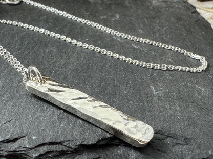 Minimalist Hammered Bar Necklace