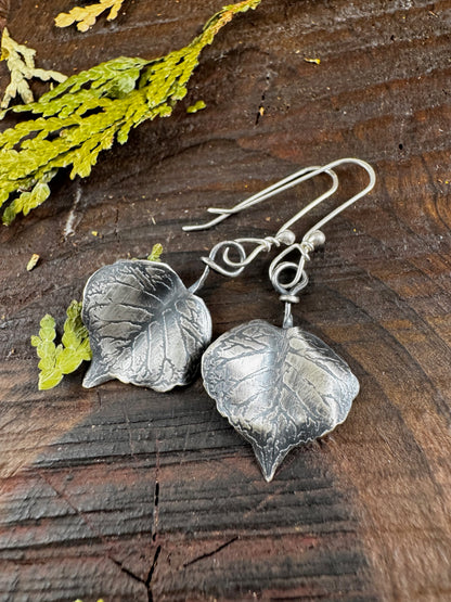 Birch Heart Leaf Earrings - Forest Leaves Collection