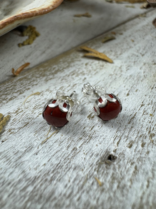 Little Wilds - Red Jasper Studs