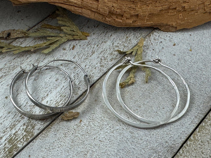 Sterling Silver Tree Bark Hoops and Everyday Hoops