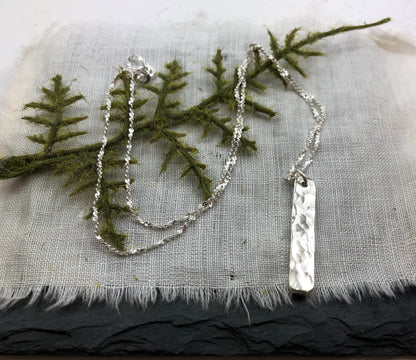 Minimalist Hammered Bar Necklace