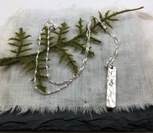 Minimalist Hammered Bar Necklace
