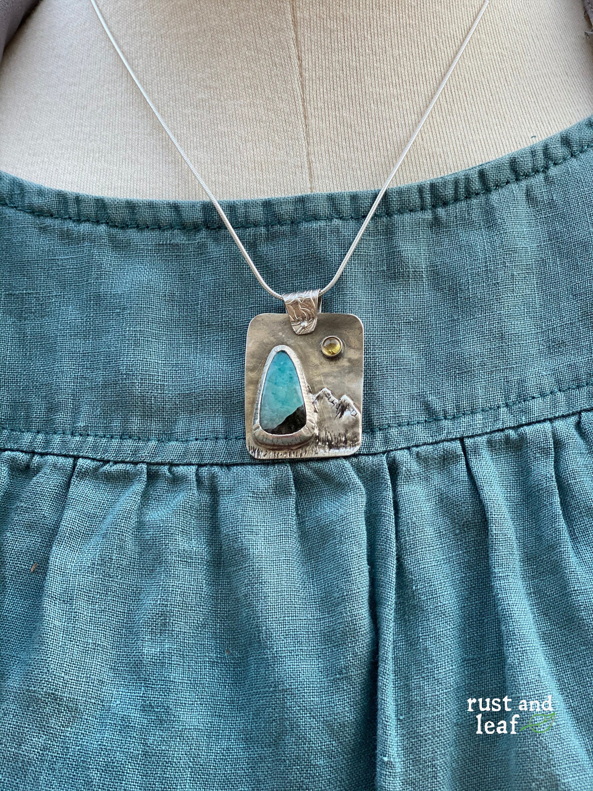 Amazonite in Quartz Mountain Pendant