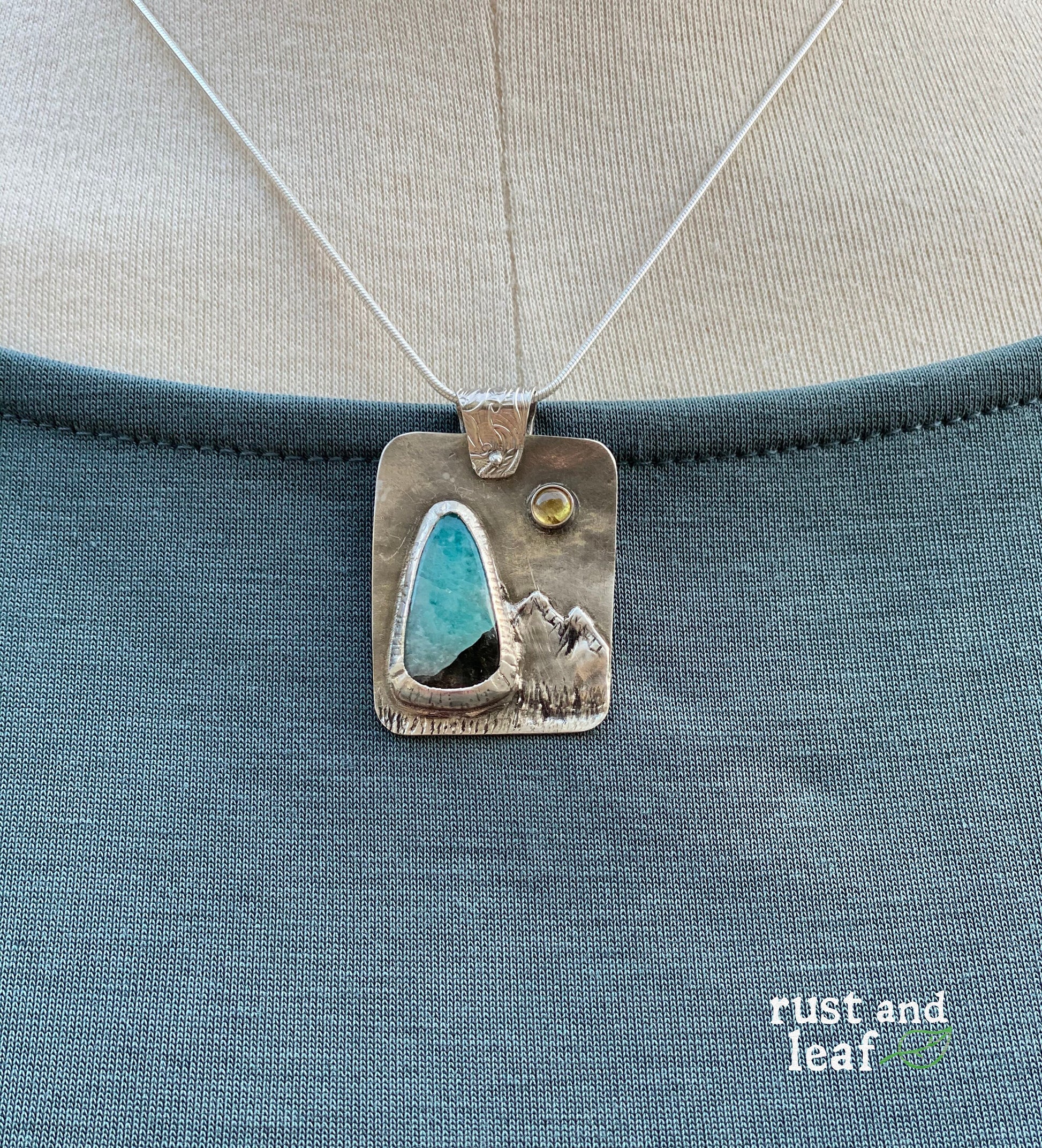 Amazonite in Quartz Mountain Pendant