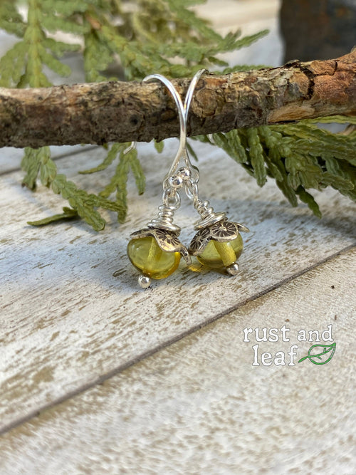Baltic Amber Dainty Flower Earrings