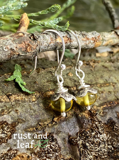 Baltic Amber Dainty Flower Earrings