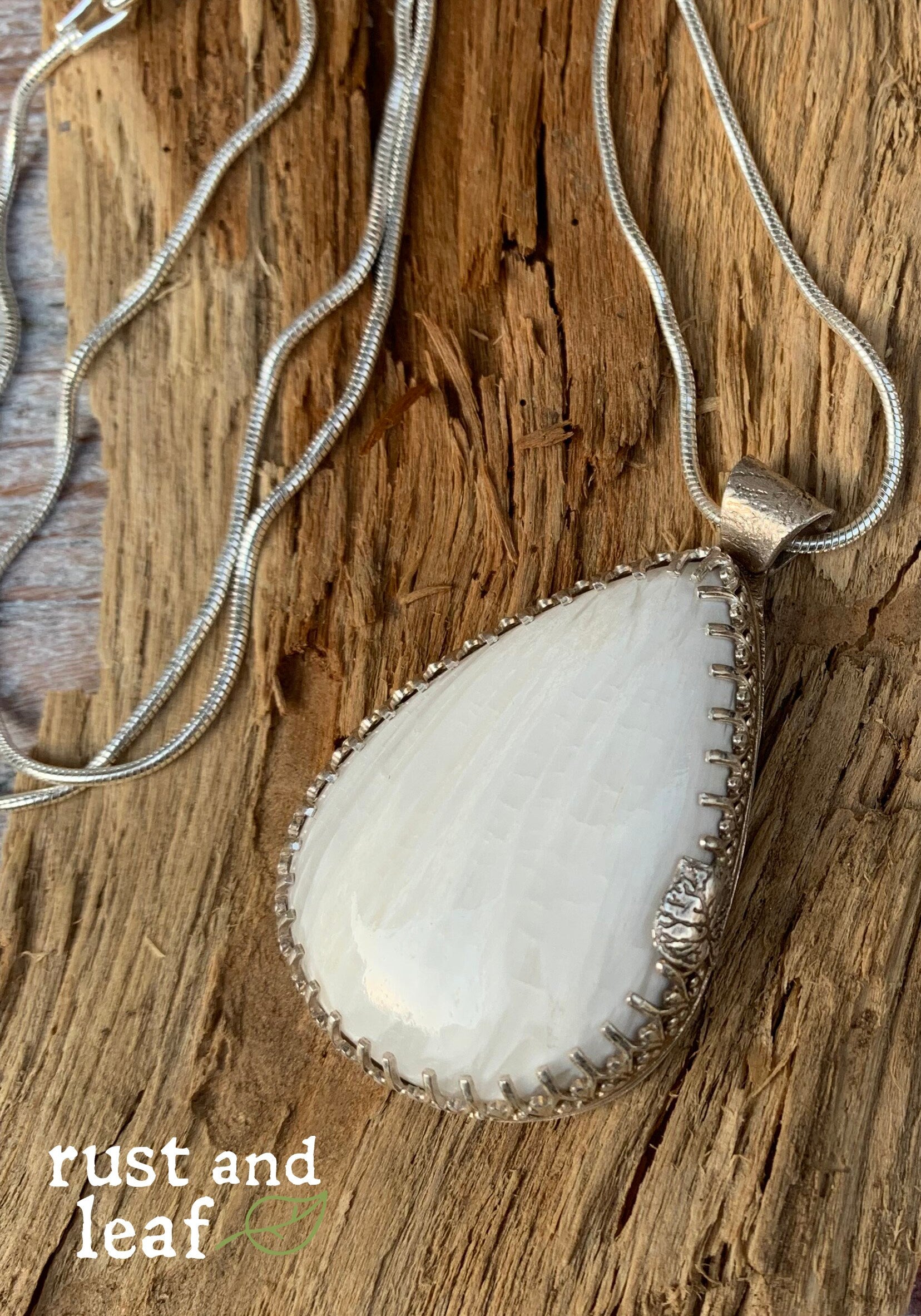 Scolecite Teardrop Pendant