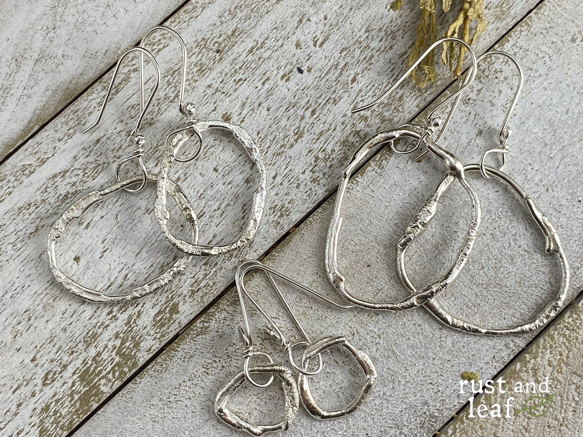 Medium Sterling Silver Organic Freeform Shape Hoop Earrings made with Recycled Metal Repurposed for Free Spirited Souls