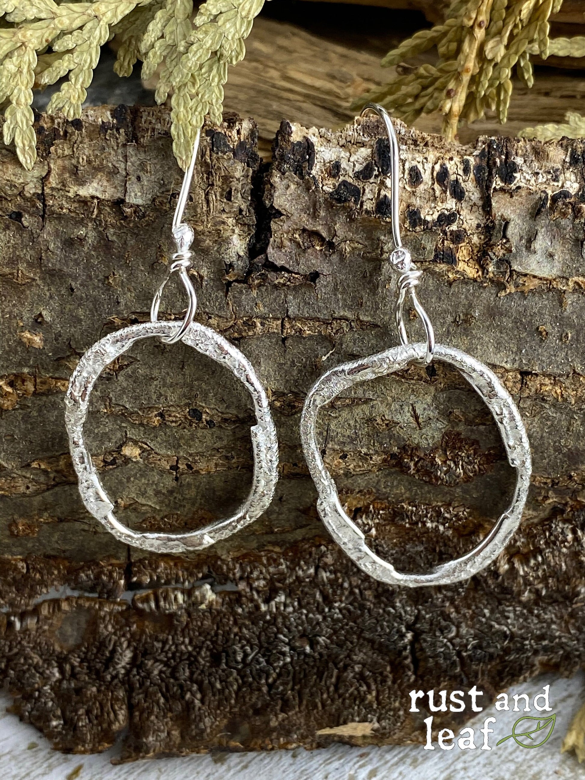 Medium Sterling Silver Organic Freeform Shape Hoop Earrings made with Recycled Metal Repurposed for Free Spirited Souls