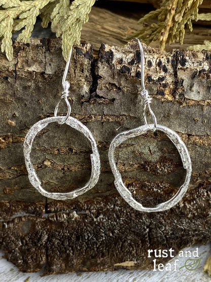 Medium Sterling Silver Organic Freeform Shape Hoop Earrings made with Recycled Metal Repurposed for Free Spirited Souls
